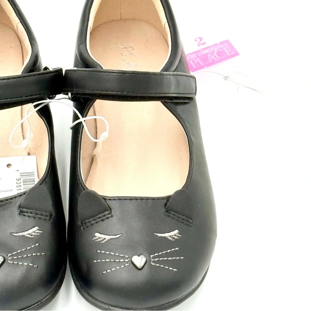 Children's Place Girls Black Cat Mary‎ Jane Shoes NEW Size 2